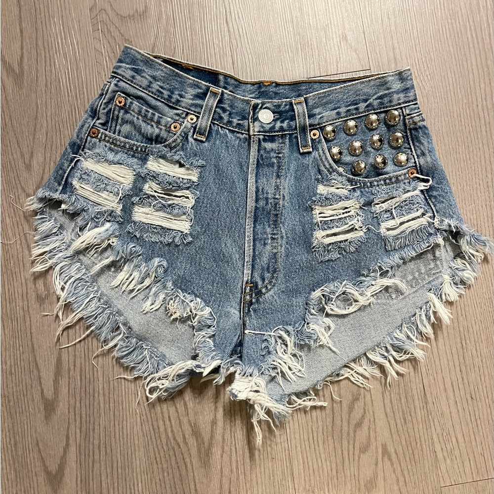 Levi 501 Denim Shorts with Studs